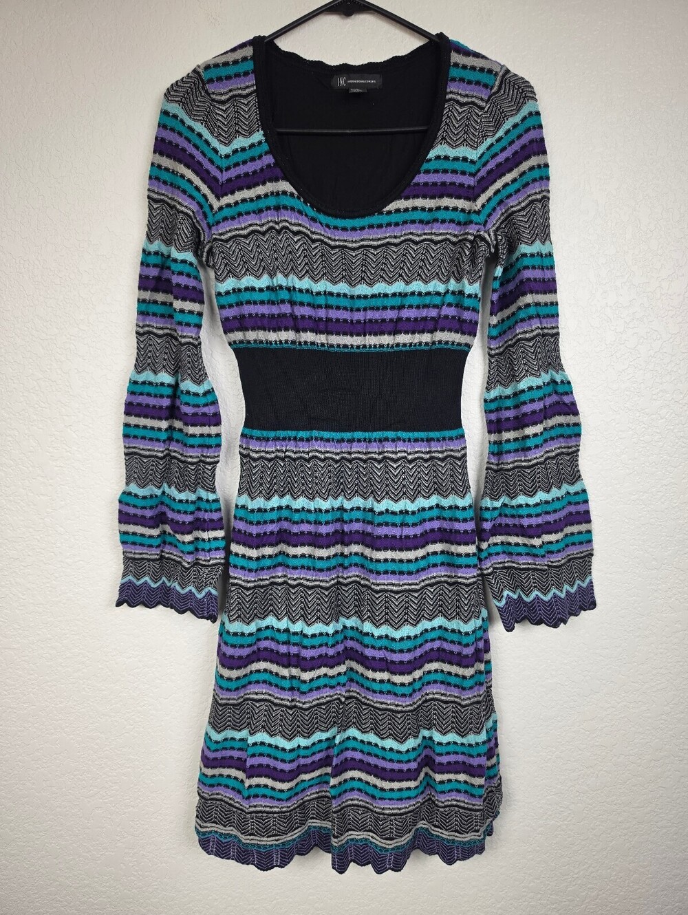 INC International Concepts Striped Knit Dress Medium Y2K